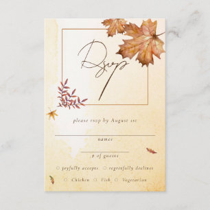 Autumn Maple Leaf Watercolor RSVP Enclosure Card