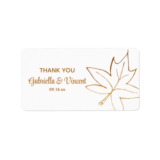 Autumn Maple Leaf Wedding Thank You Favour Tag (Front)