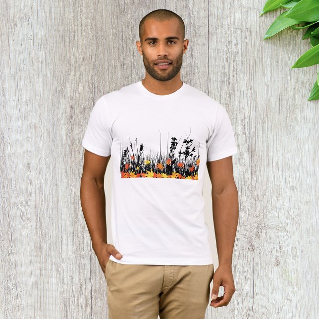 Autumn Maple Leaves and Wild Grass Silhouette  T-Shirt (Creator Uploaded)