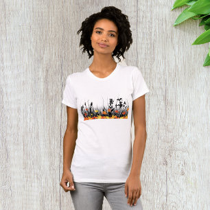 Autumn Maple Leaves and Wild Grass Silhouette  T-Shirt