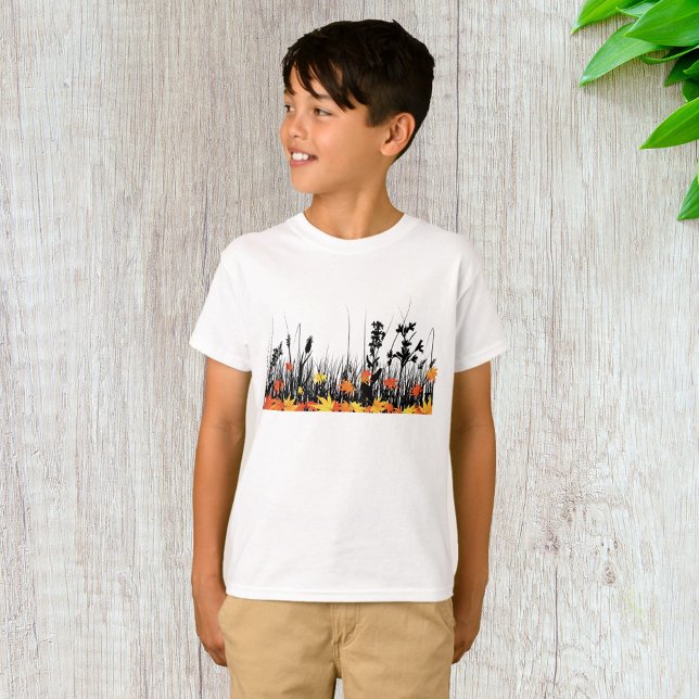 Autumn Maple Leaves and Wild Grass Silhouette  T-Shirt (Creator Uploaded)