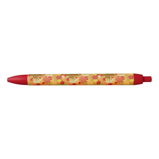 Autumn Maple Leaves Black Ink Pen (Front)