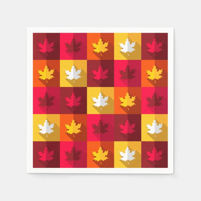 Autumn Maple Leaves Bright Patchwork Napkin (Front)