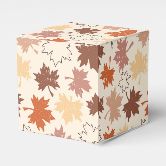 Autumn maple leaves brown earth tones favour box (Front Side)