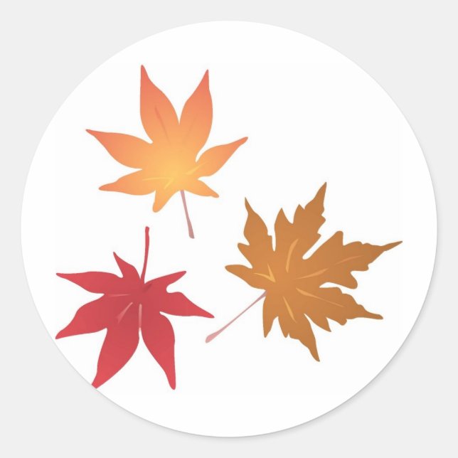 Autumn Maple Leaves Collection Classic Round Sticker (Front)