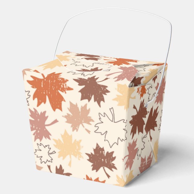 Autumn maple leaves earth tones favour box (Front)