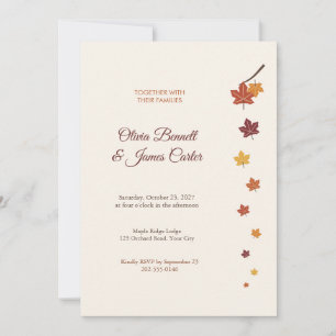 Autumn Maple Leaves Fall Wedding Invitation