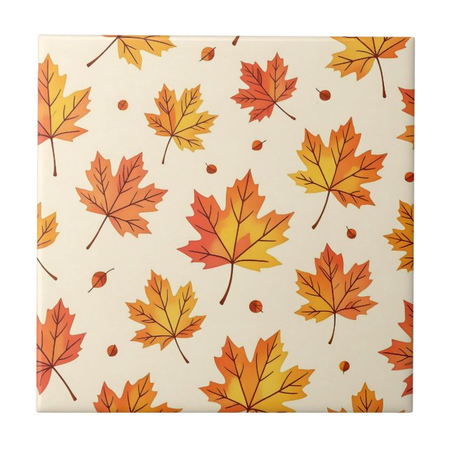Autumn Maple Leaves Falling Pattern Tile (Front)