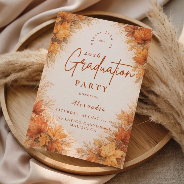 Autumn Maple Leaves Graduation Party Invitation (Creator Uploaded)
