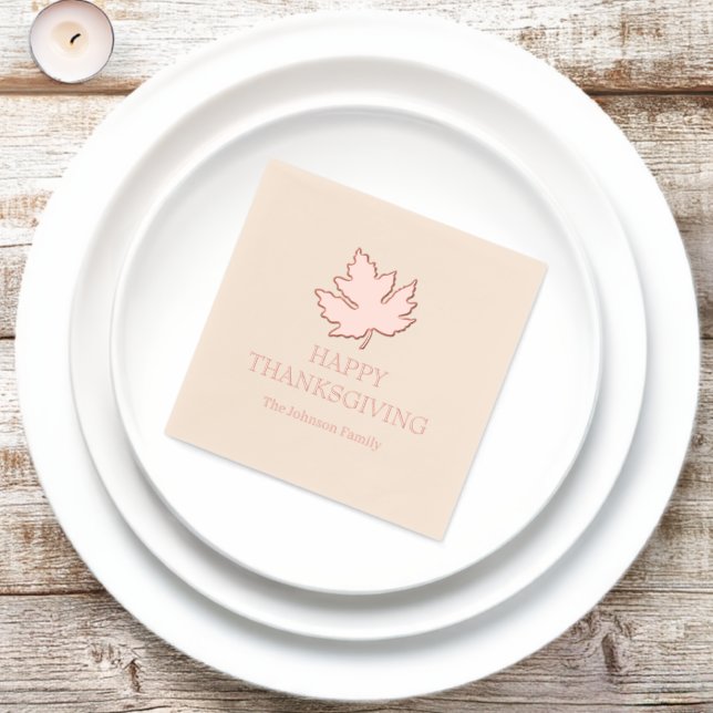 Autumn Maple Leaves Happy Thanksgiving  Foil Napkins (Insitu)