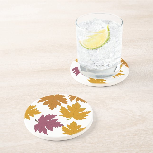 Autumn Maple Leaves Modern  Coaster (Side)