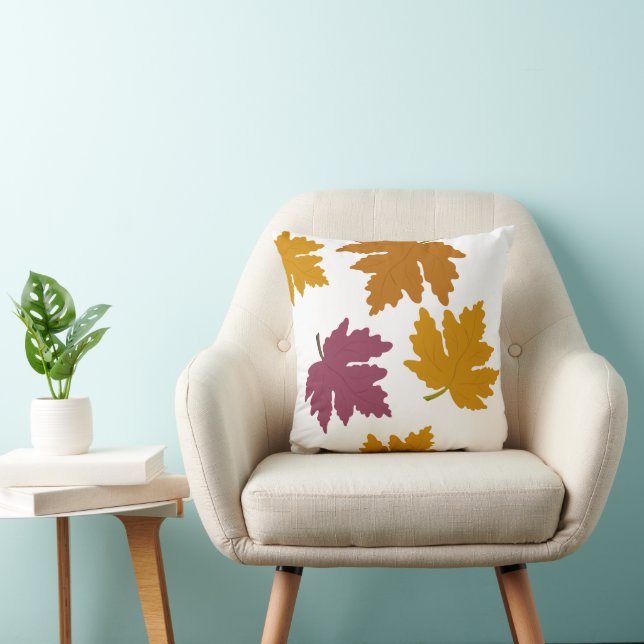Autumn Maple Leaves Modern  Cushion (Chair)