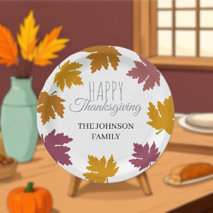 Autumn Maple Leaves Modern Paper Plate