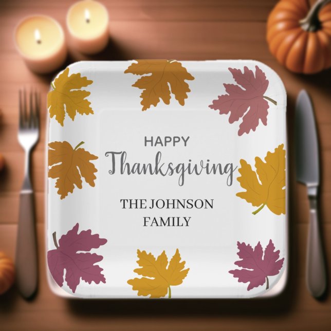 Autumn Maple Leaves Modern  Paper Plate (Creator Uploaded)