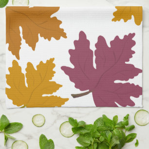 Autumn Maple Leaves Modern  Tea Towel