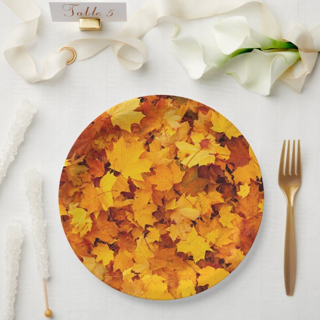 Autumn Maple Leaves Paper Plate (Wedding)