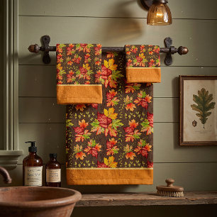 Autumn maple leaves pattern  bath towel set
