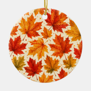 Autumn Maple Leaves Pattern Fall Orange Red Leaf Ceramic Tree Decoration