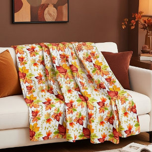 Autumn maple leaves pattern fleece blanket