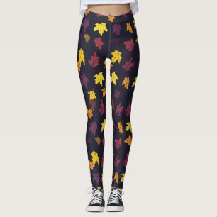 Autumn Maple Leaves Pattern Leggings