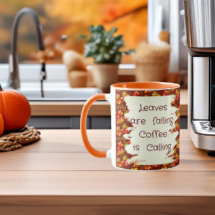 Autumn maple leaves pattern quote mug