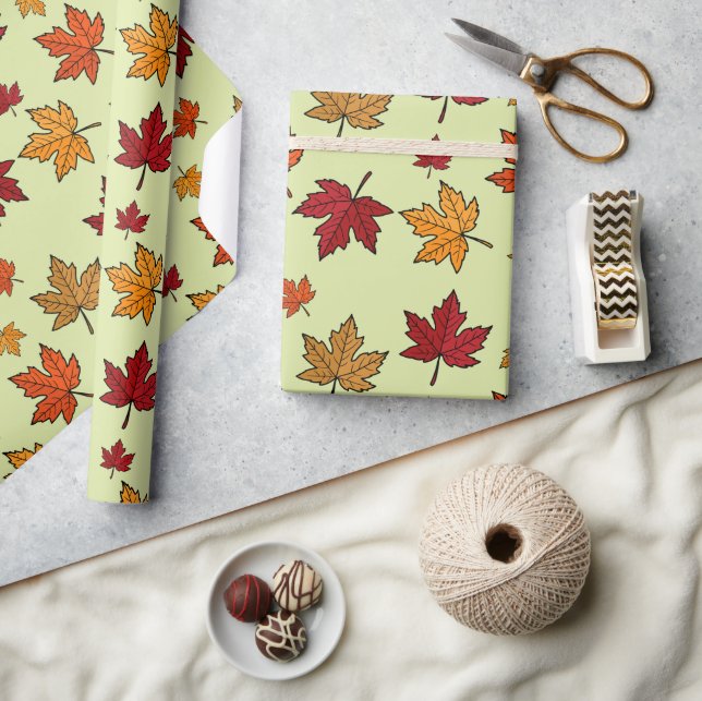 Autumn Maple Leaves Pattern Thanksgiving Gift Wrapping Paper (Crafts)