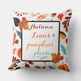 Autumn maple leaves pumpkin Halloween fall orange Cushion