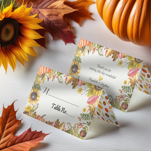 Autumn Maple Leaves Pumpkin Wedding Table Number (Creator Uploaded)