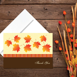 Autumn Maple Leaves Wedding Thank You Card