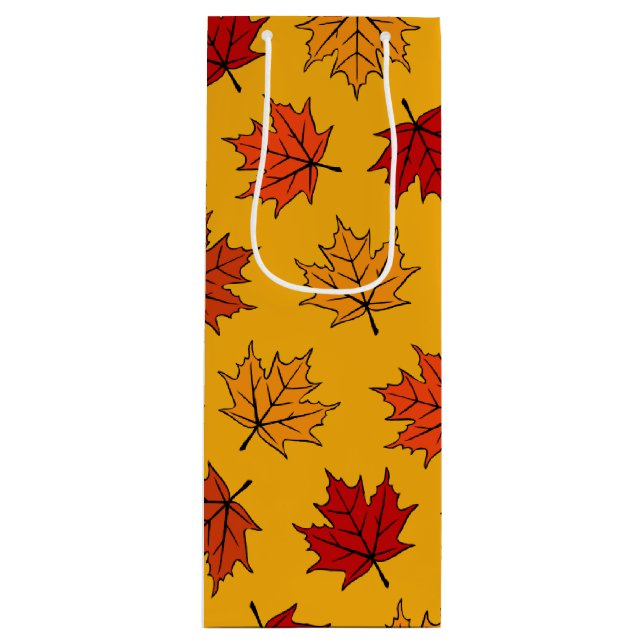 Autumn Maple Leaves Wine Gift Bag (Front)