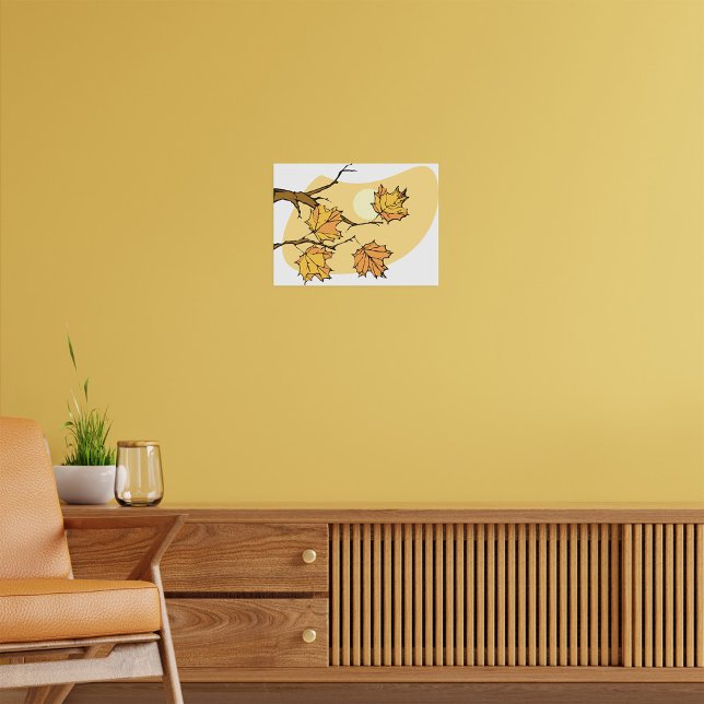 Autumn Maple Leaves with Branches and Sunset  Poster (Creator Uploaded)
