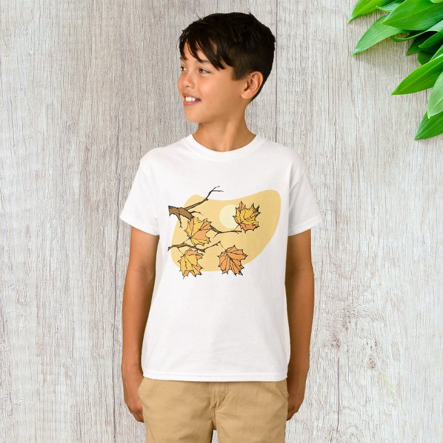 Autumn Maple Leaves with Branches and Sunset  T-Shirt (Creator Uploaded)