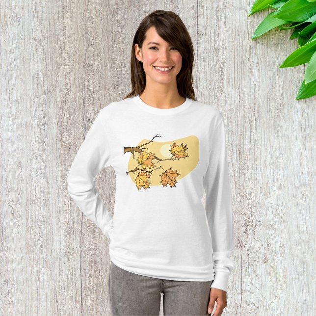 Autumn Maple Leaves with Branches and Sunset  T-Shirt (Creator Uploaded)