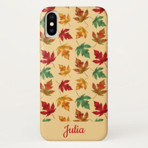 Autumn maple leaves with custom name Case-Mate iPhone case