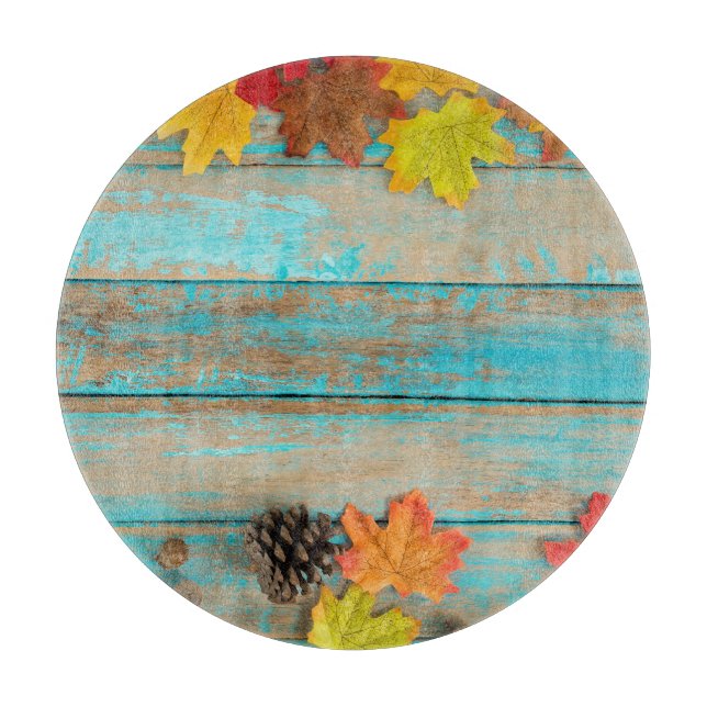 Autumn Maple: Pinecone Nature Frame. Cutting Board (Front)