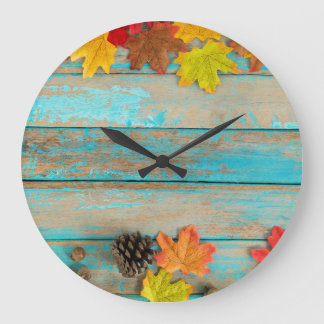 Autumn Maple: Pinecone Nature Frame. Large Clock