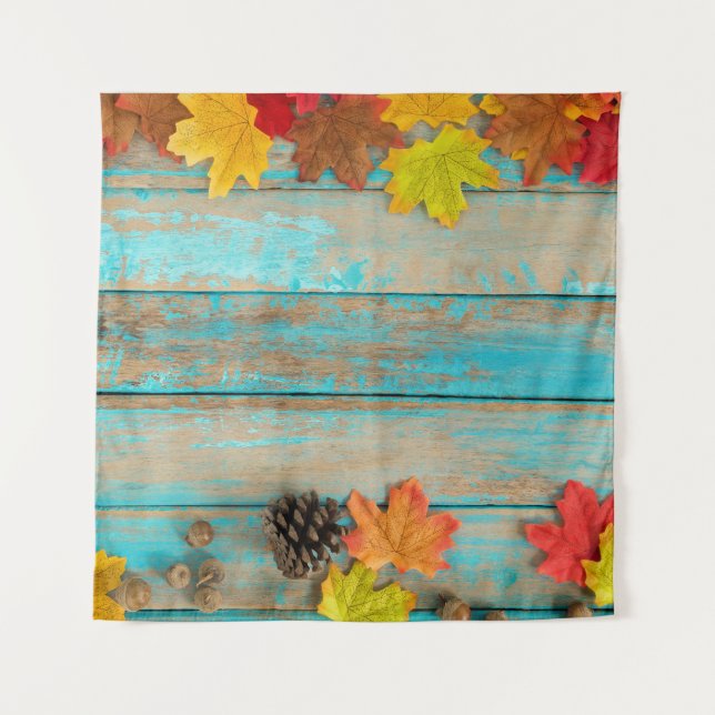 Autumn Maple: Pinecone Nature Frame. Tapestry (Front)