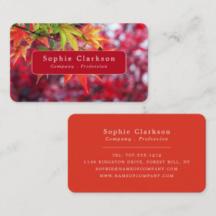 Autumn Maple Tree Leaves, Rustic Business Card