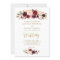 Autumn Marsala Floral Gold Elegant Wedding Card