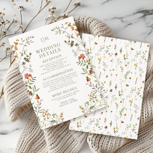 Autumn Meadow Flower Fall Wedding Details Cards