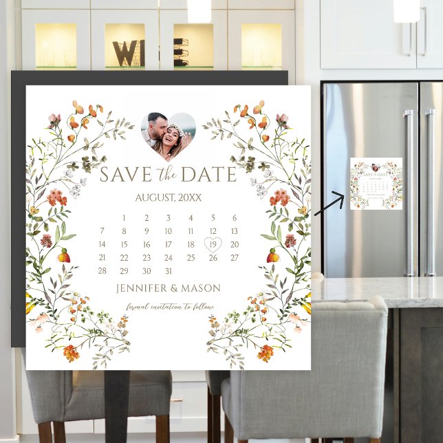 Autumn Meadow Flower Save the Date Photo Magnet (Creator Uploaded)