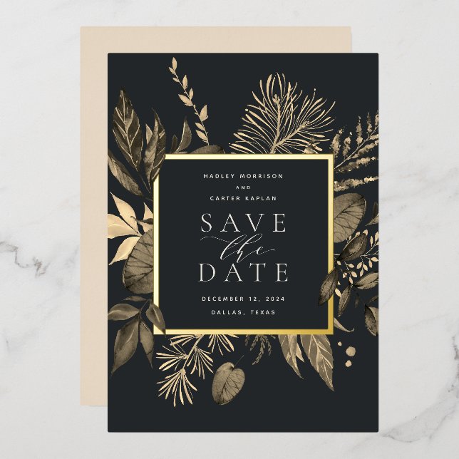 Autumn Meadow Foil Save the Date Card (Front/Back)