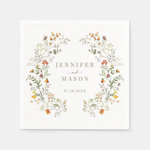 Autumn Meadow Wildflowers Garden Fall Wedding Napkin