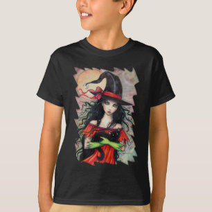 Autumn Mischief Halloween Witch and Balck Cat T-Shirt