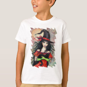 Autumn Mischief Halloween Witch and Balck Cat T-Shirt