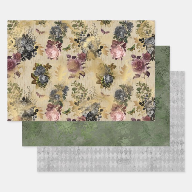 Autumn Mist Butterflies Wrapping Paper Sheet (Set)