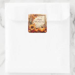 Autumn Mix frame Thanksgiving Square Sticker