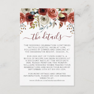 Autumn Mix Watercolor Floral Wedding Enclosure Car Card