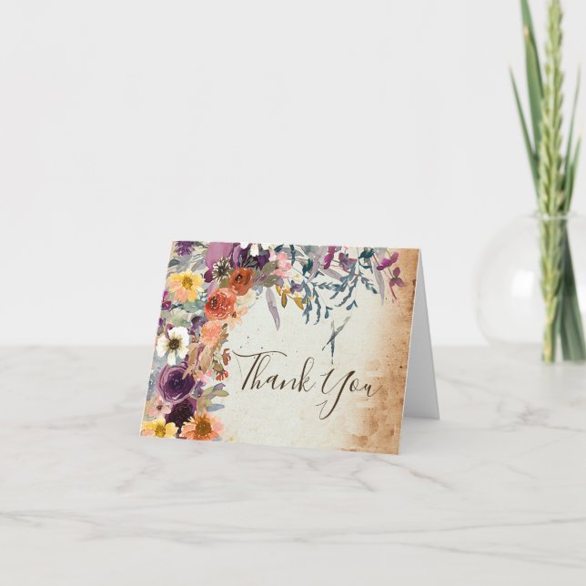 Autumn mixed watercolor floral  card (Front)