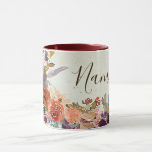 Autumn mixed watercolor floral personalised mug